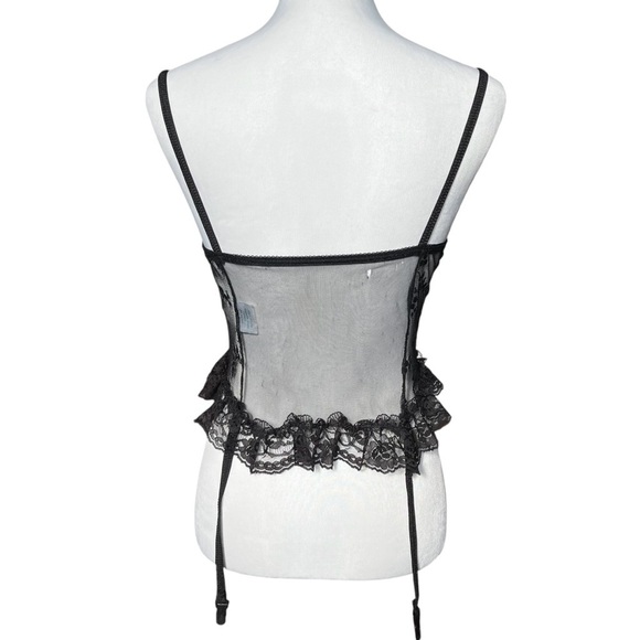 Vintage Nani Flower Lingerie Sz Small Red Black Satin Floral Lace Teddy Bustier - Picture 5 of 12